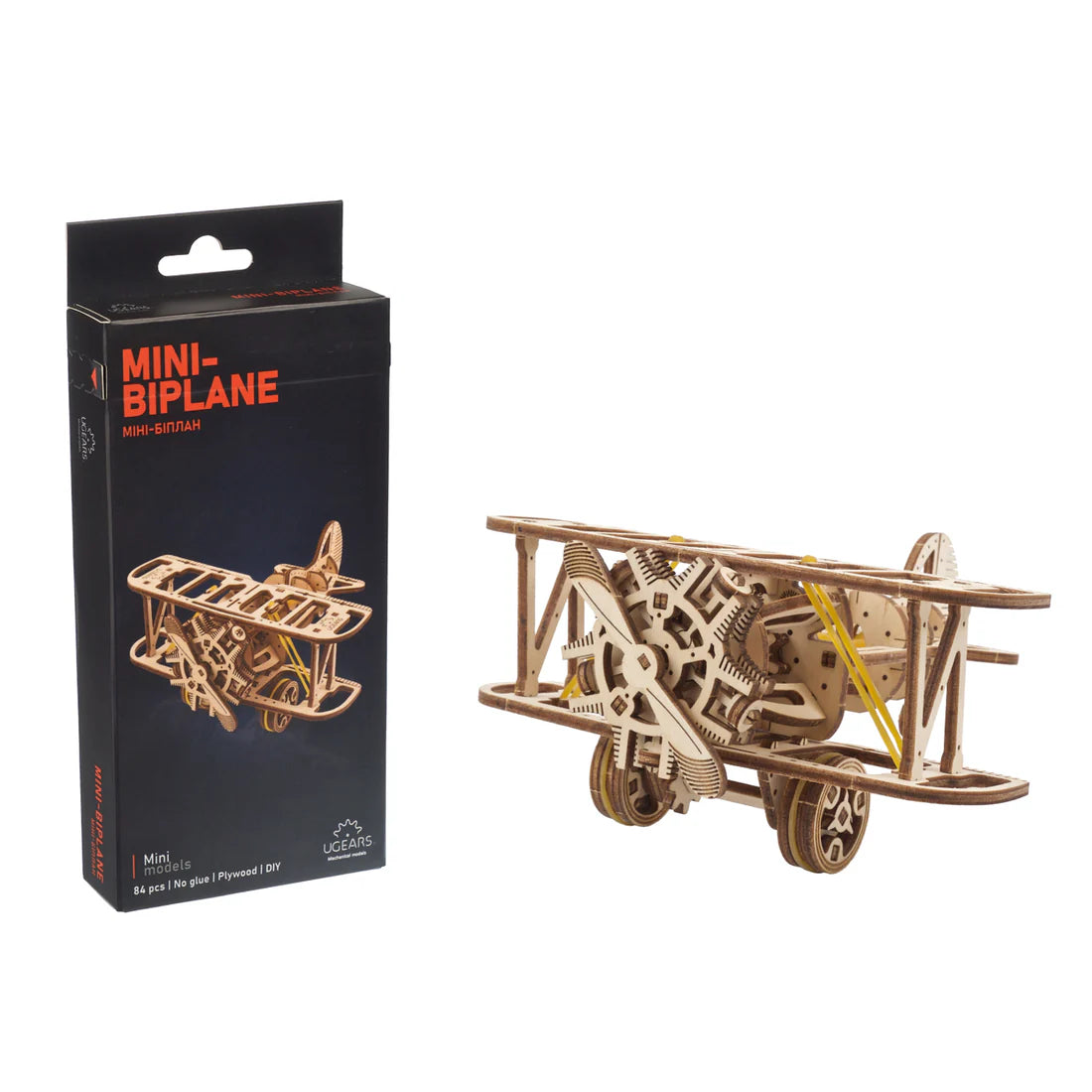 Puzle 3D de madera mecánico UGEARS- Mini Biplano- 🛫