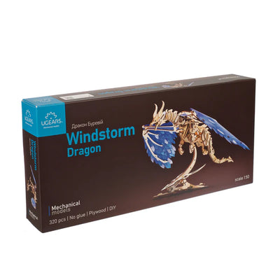 Puzle 3D de madera mecánico- Dragon de la Tormenta- Ugears 🐉