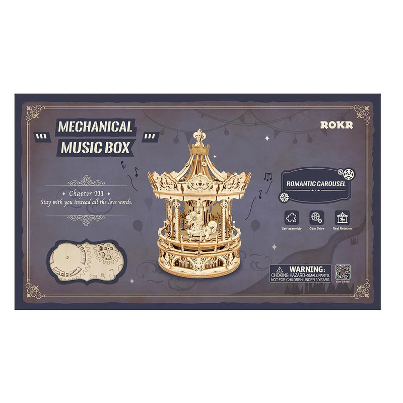 Puzzle 3D Madera/Caja musical Robotime- Carrusel AMK62 🎠