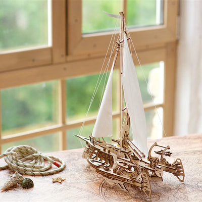 Puzle 3D de madera mecánico UGEARS- Velero Trimaran  Merihoubus⛵