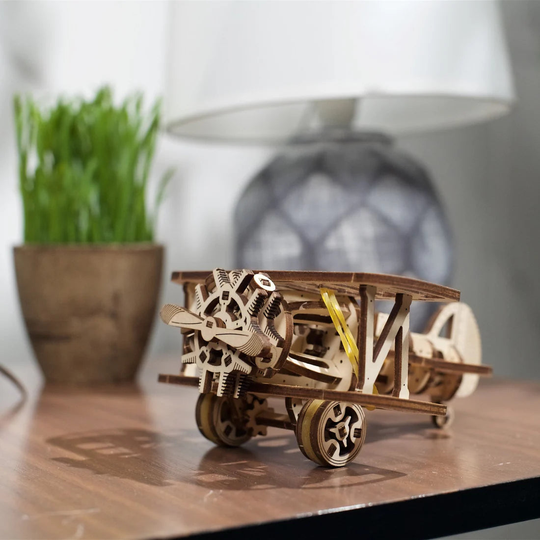 Puzle 3D de madera mecánico UGEARS- Mini Biplano- 🛫