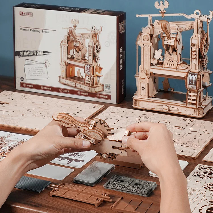 PUZZLE 3D MADERA ROBOTIME - CLASSIC PRINTING PRESS (PRENSA) 🖨️