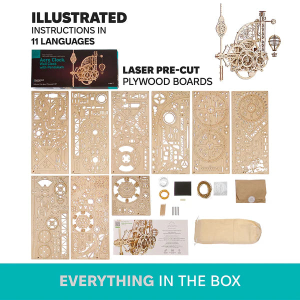 Puzle 3D de madera- Aero Reloj- Ugears 🕑