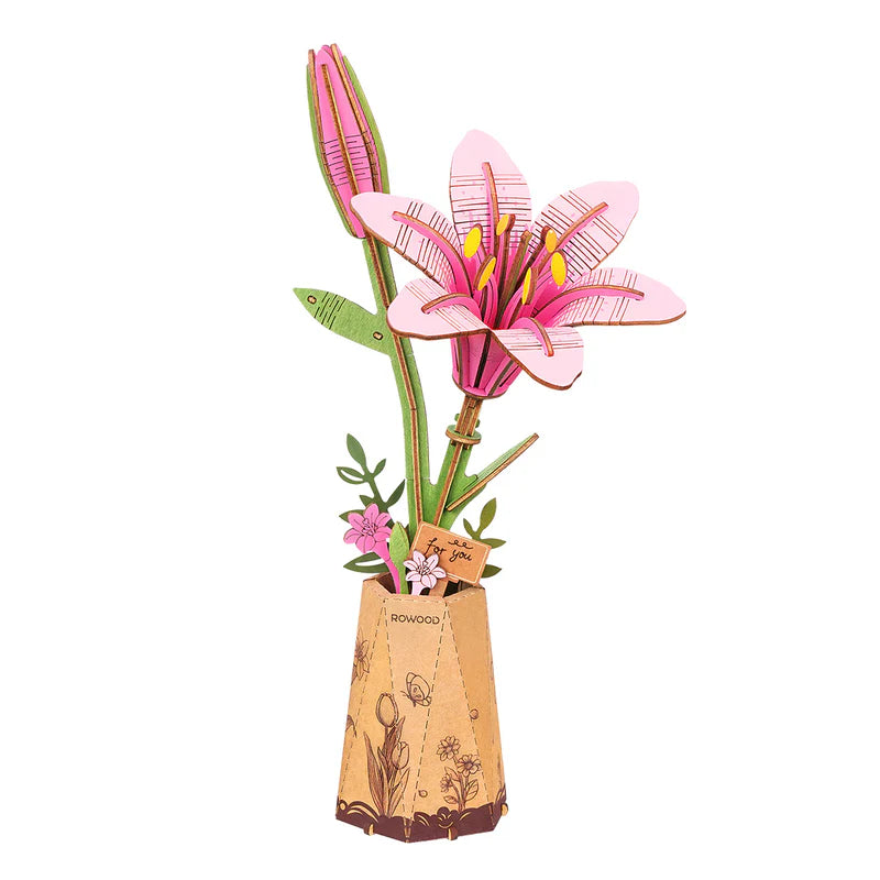PUZZLE 3D MADERA ROBOTIME - ROWOOD Pink Lily TW071 (Lirio Rosa)  🩷🌸