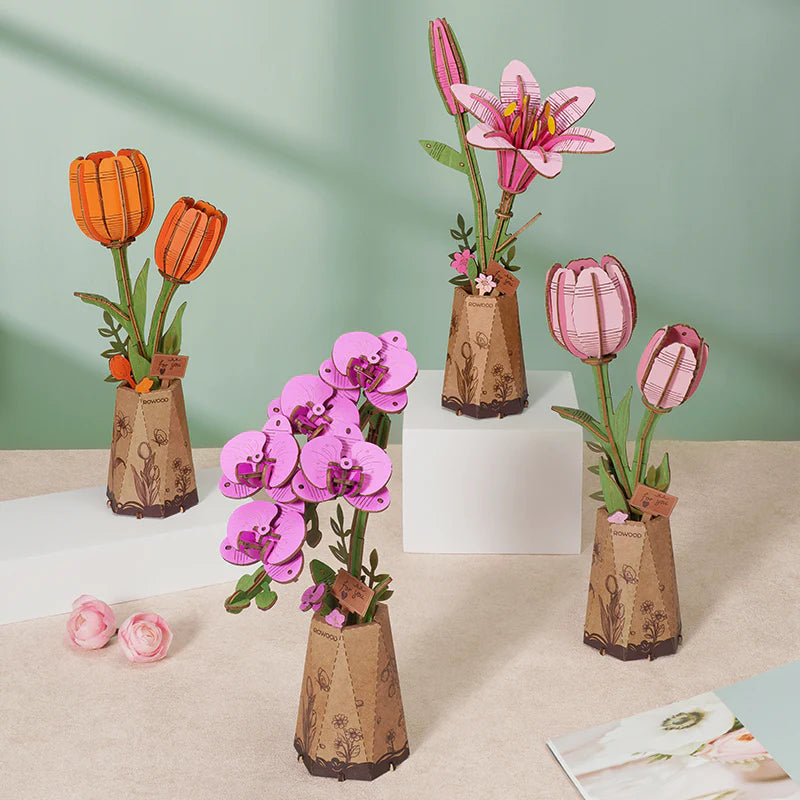 PUZZLE 3D MADERA ROBOTIME - PINK TULIP (TULIPÁN ROSADO) TW082🩷🌷