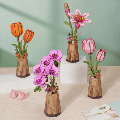 PUZZLE 3D MADERA ROBOTIME - PINK TULIP (TULIPÁN ROSADO) TW082🩷🌷