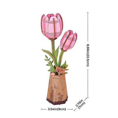 PUZZLE 3D MADERA ROBOTIME - PINK TULIP (TULIPÁN ROSADO) TW082🩷🌷