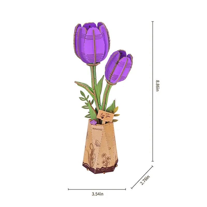 PUZZLE 3D MADERA ROBOTIME - PURPLE TULIP (TULIPÁN MORADO) TW083 🌷💜