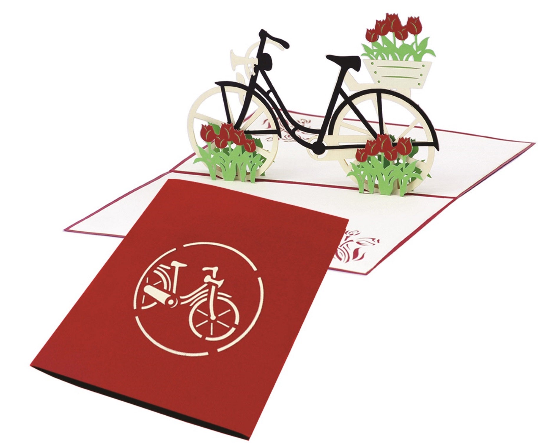 Tarjeta pop-up Kiriarte- Bicicleta con flores 🚲🌸 (Bici flowers)
