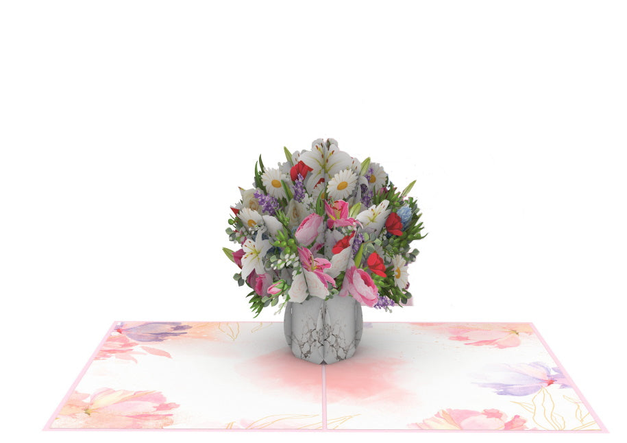 Tarjeta pop-up Kiriarte- Bouquet 🌹🌺🌻🌼 💐(de flores)