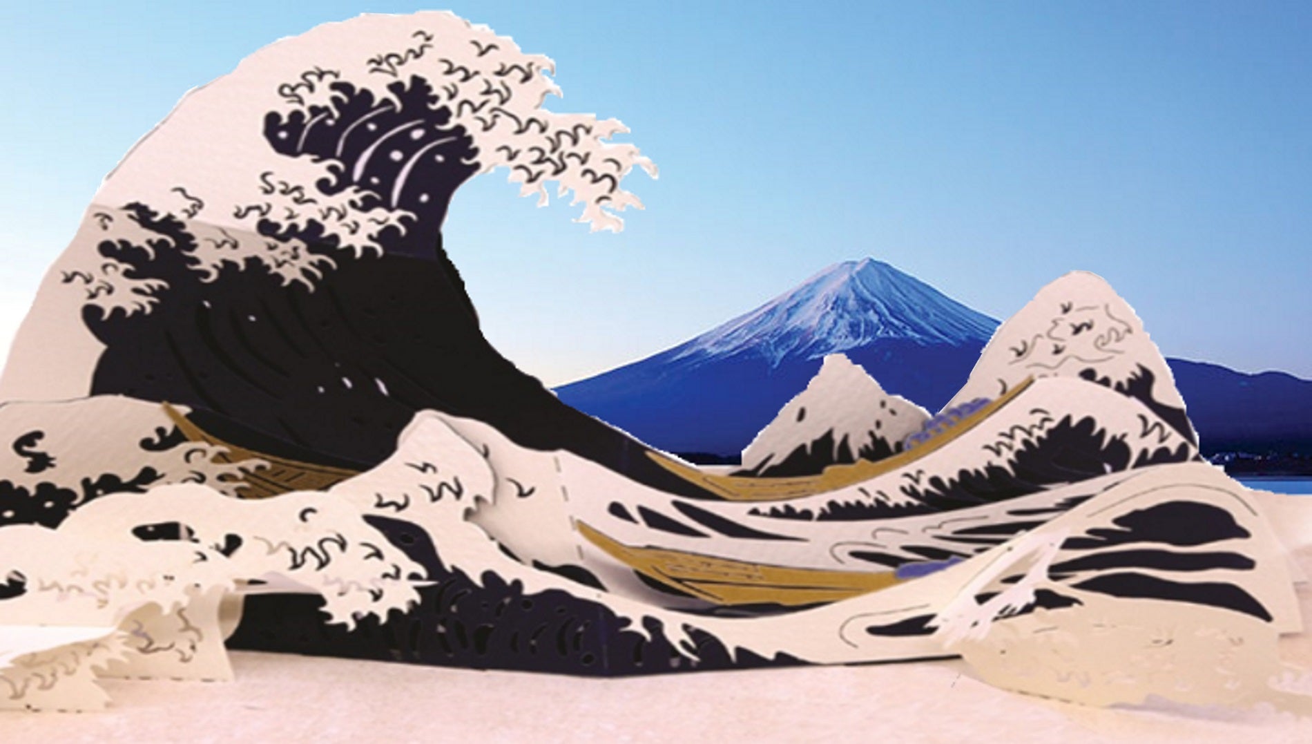 Tarjeta pop-up Kiriarte- La Gran Ola Katsushika Hokusai 🌊🇯🇵