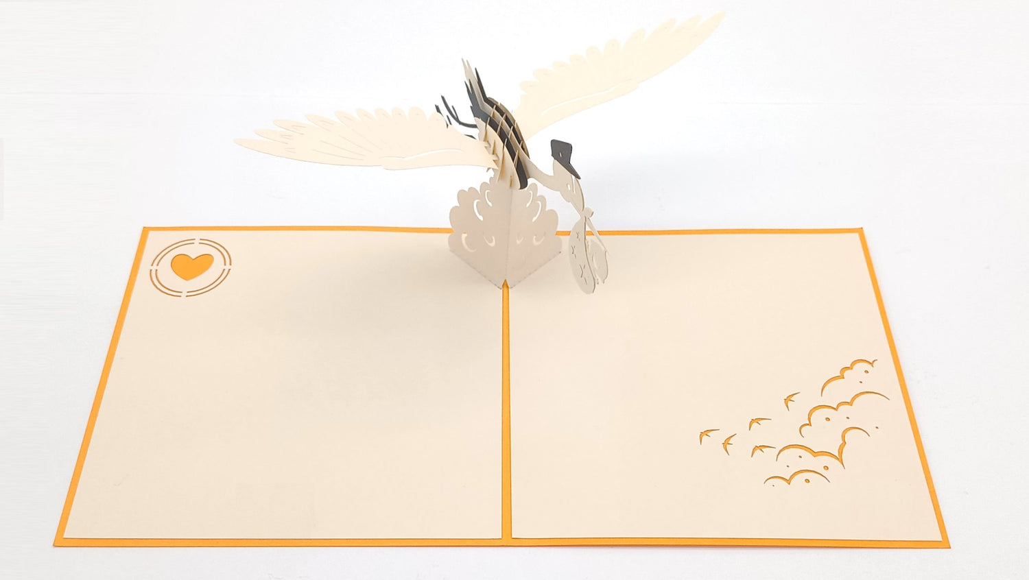 Tarjeta pop-up Kiriarte- Cigüeña 🦢❤️