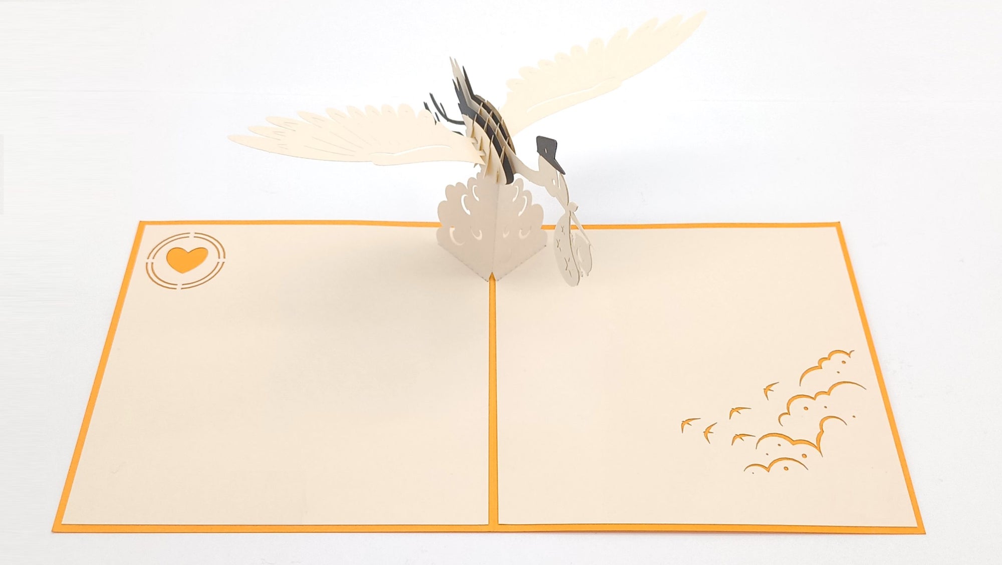 Tarjeta pop-up Kiriarte- Cigüeña 🦢❤️