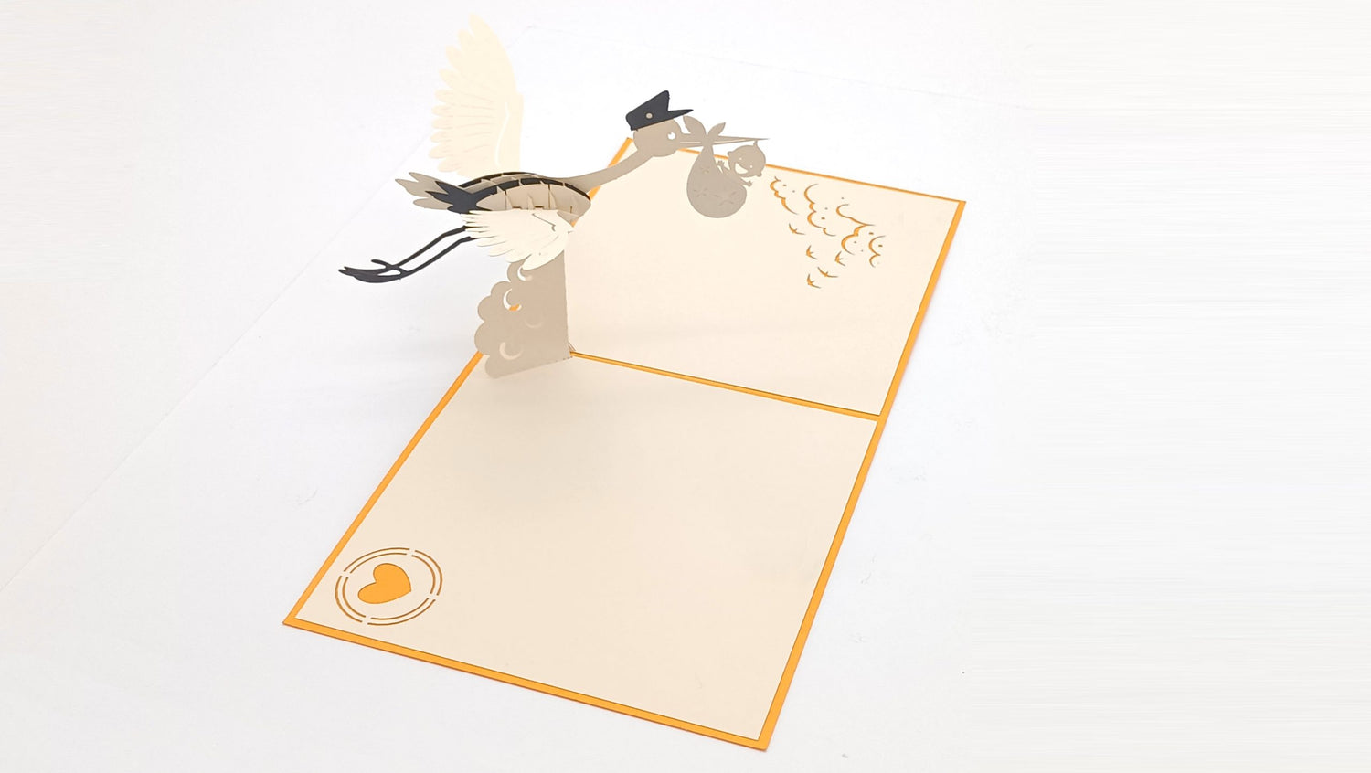 Tarjeta pop-up Kiriarte- Cigüeña 🦢❤️