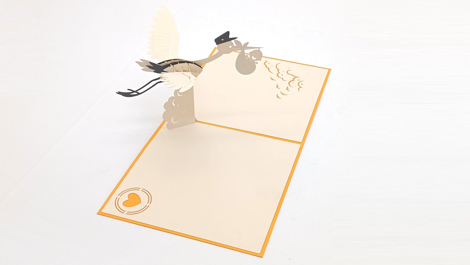 Tarjeta pop-up Kiriarte- Cigüeña 🦢❤️