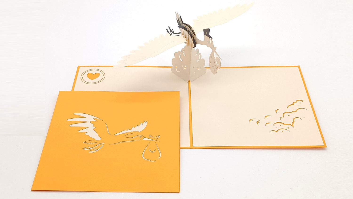 Tarjeta pop-up Kiriarte- Cigüeña 🦢❤️