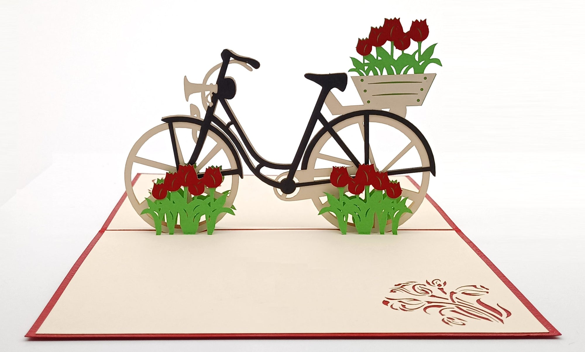 Tarjeta pop-up Kiriarte- Bicicleta con flores 🚲🌸 (Bici flowers)
