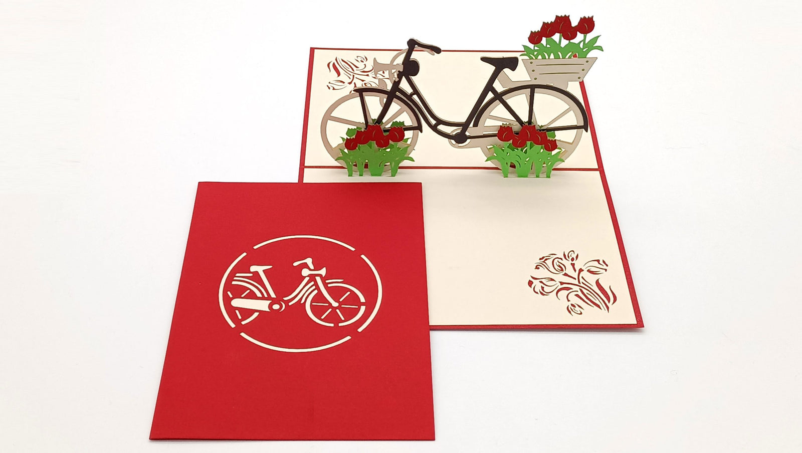 Tarjeta pop-up Kiriarte- Bicicleta con flores 🚲🌸 (Bici flowers)