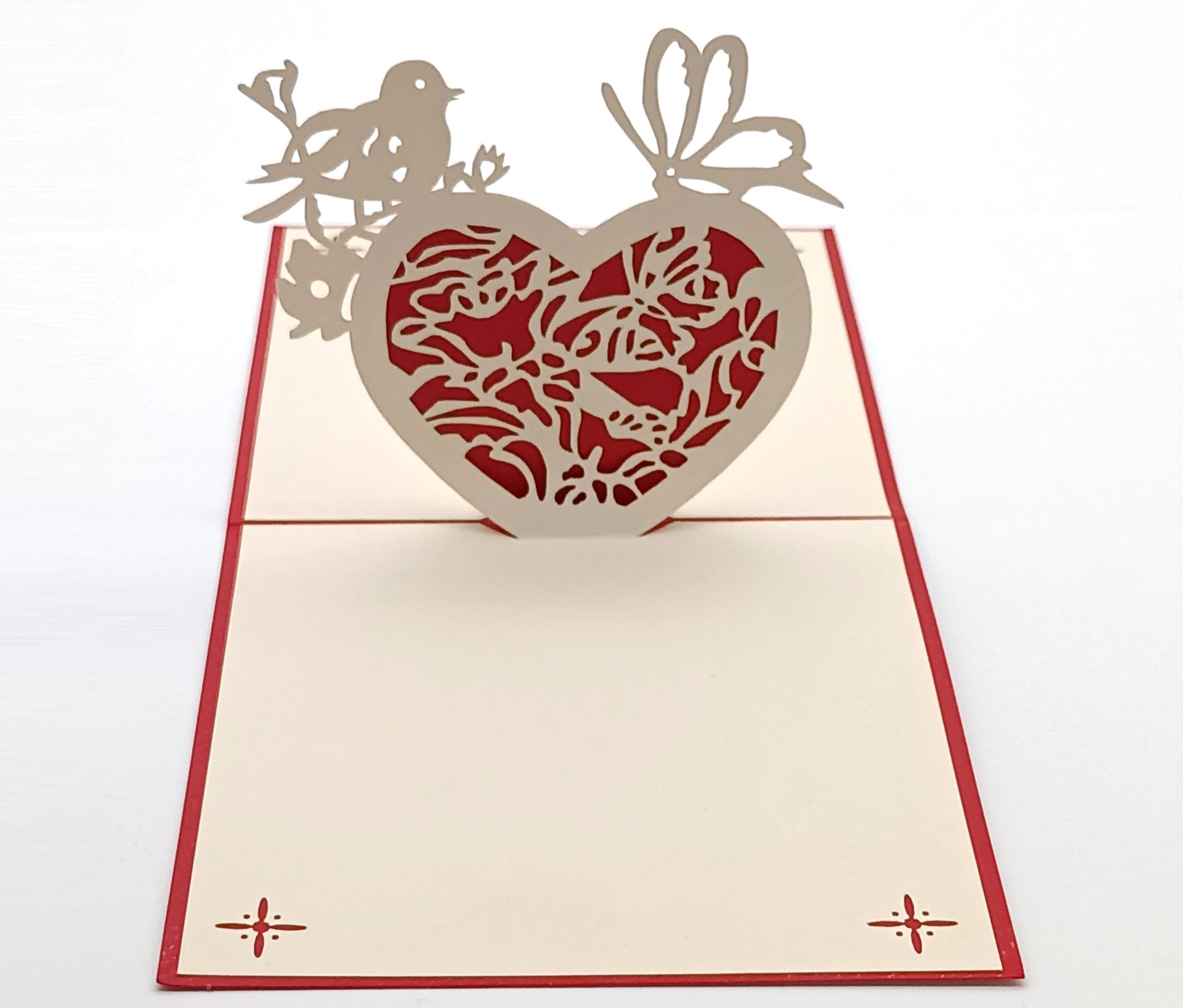 Tarjeta pop-up Kiriarte- Corazón y pájaro ♥️🕊️