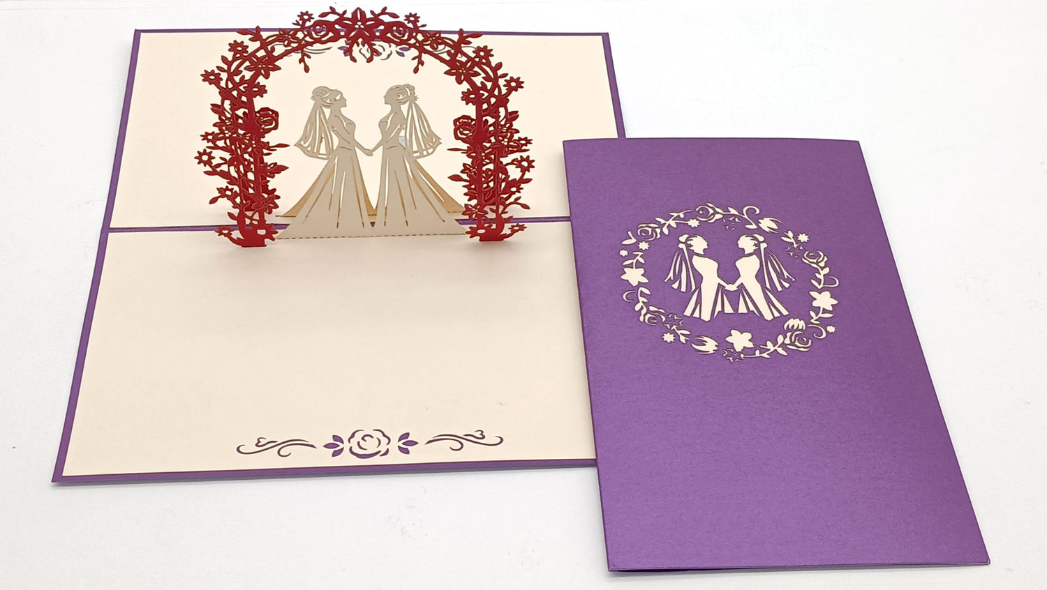 Tarjeta pop-up Kiriarte- Boda Mujeres 👰‍♀️🤵‍♀️