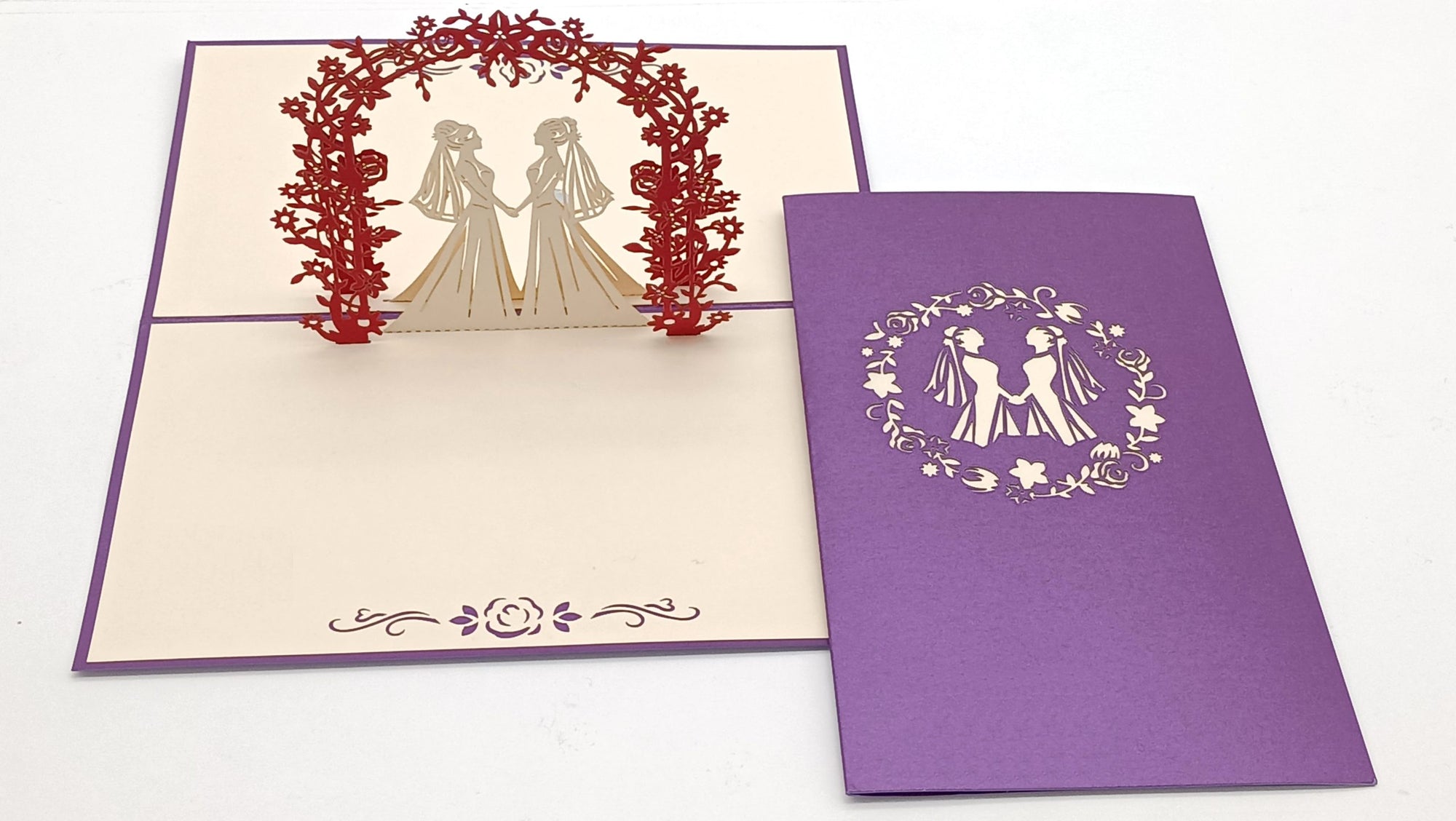 Tarjeta pop-up Kiriarte- Boda Mujeres 👰‍♀️🤵‍♀️