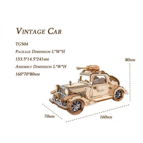 Puzzle 3D Madera Robotime- Vintage Car (Auto Vintage)
