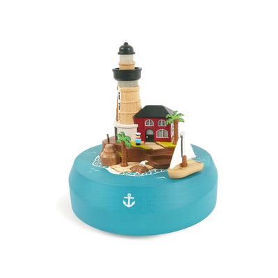 Caja Musical Wooderful life - lámpara Wooden Animated Sailboat and Lighthouse (faro)⛵️
