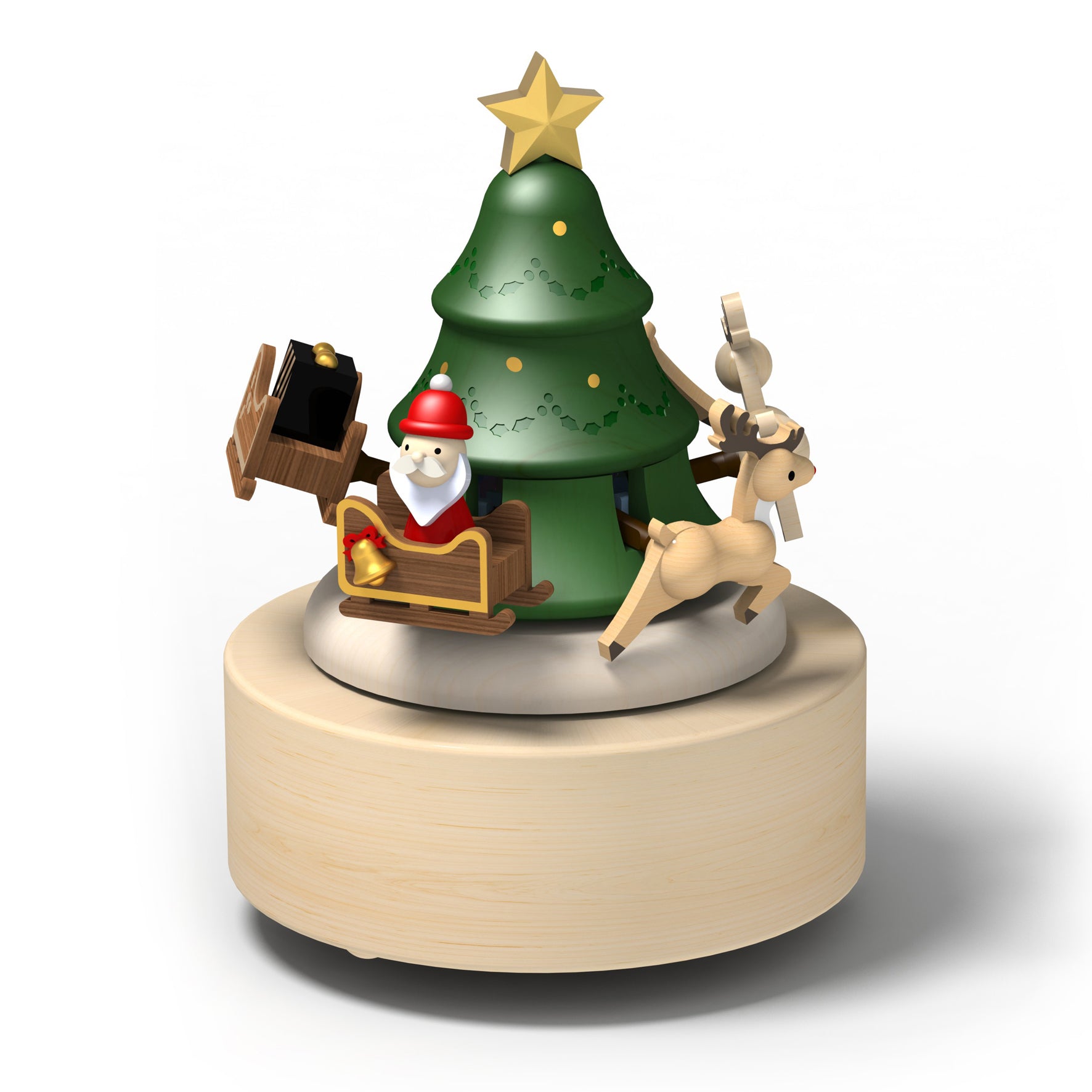 Cajita Musical Wooderful life - Santa & Reindeer Up and  Down