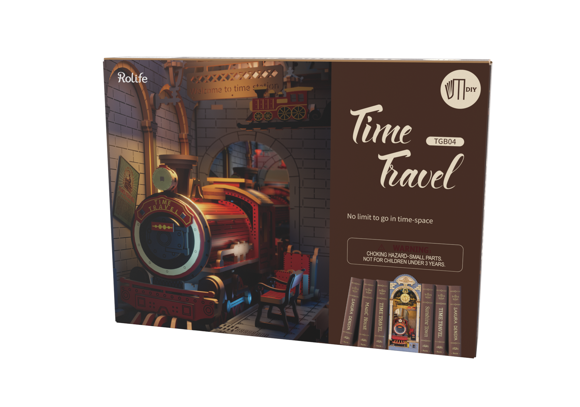 Puzzle 3D Robotime Book Nook_ Time Travel (Locomotora mágica) TGB04