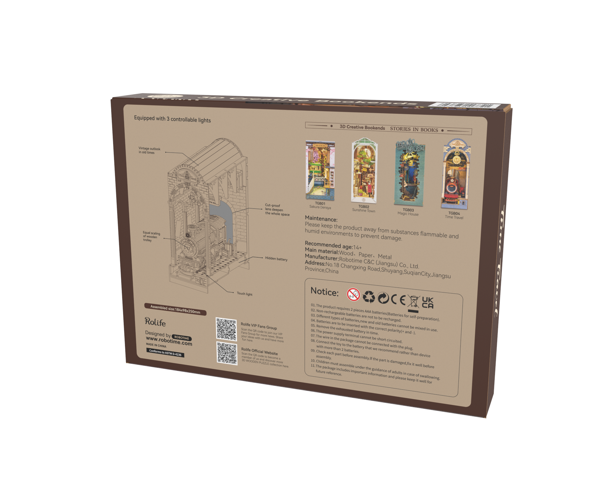 Puzzle 3D Robotime Book Nook_ Time Travel (Locomotora mágica) TGB04