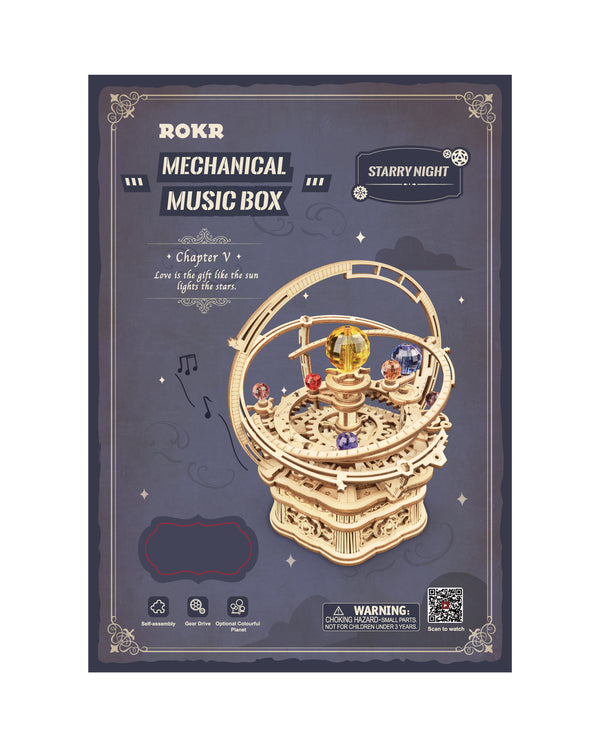 Puzzle 3D de madera /caja musical ROBOTIME Starry Night / Noche Est -  Wood and Music