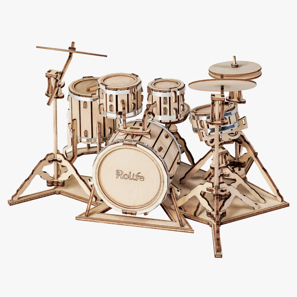 Puzzle 3D de madera Robotime – Drum Kit / Batería