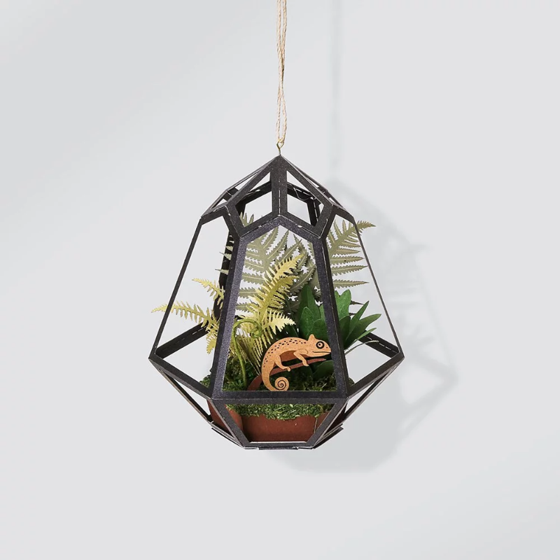 Puzzle 3D papel -KIT  DIY  / FERN & CHAMELEON