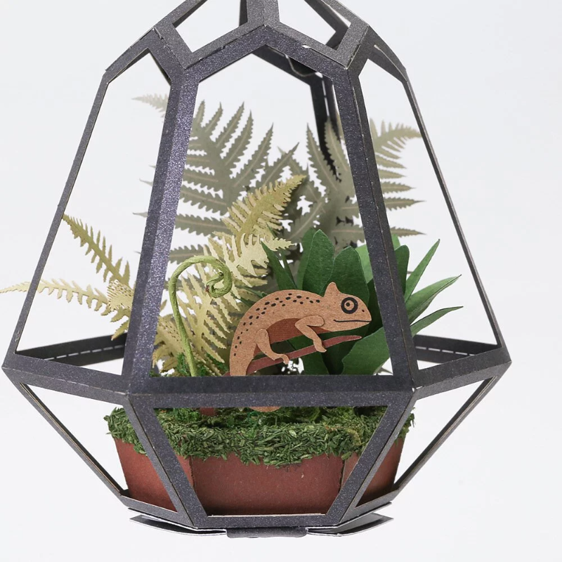Puzzle 3D papel -KIT  DIY  / FERN & CHAMELEON