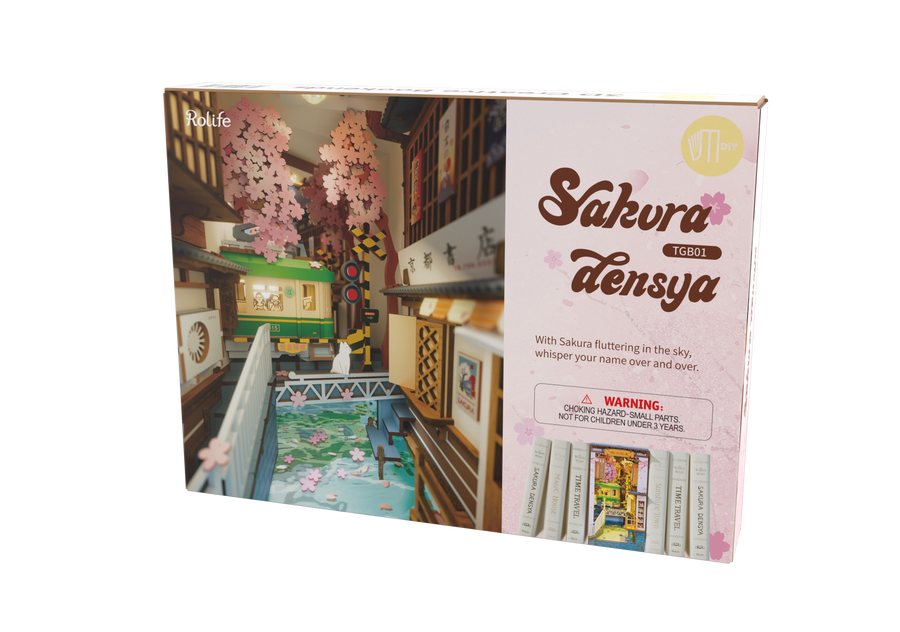 Puzzle 3D miniatura Robotime - Book Nook - Sakura Densya tram TGB01 ...
