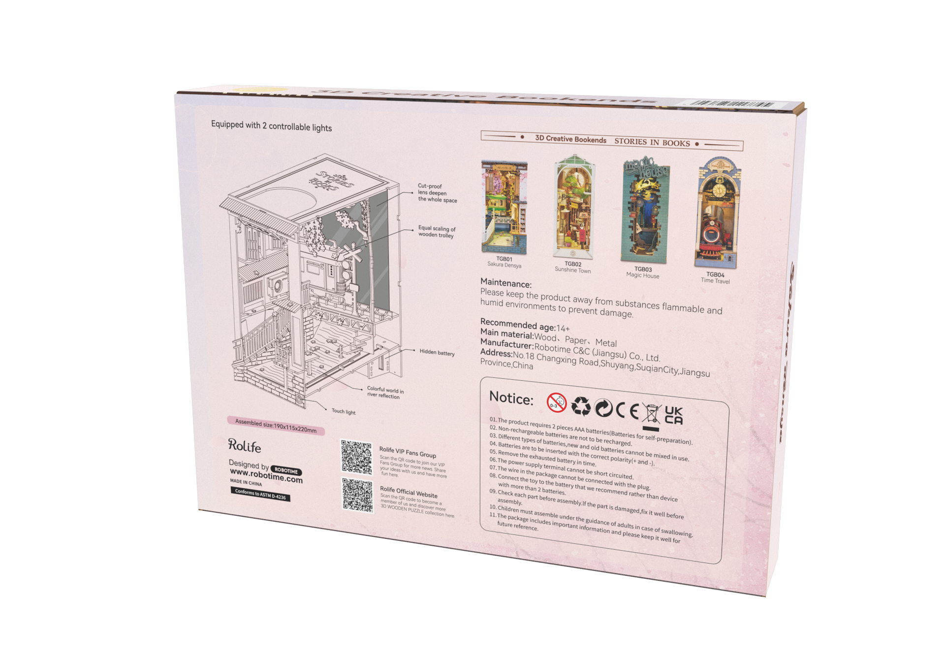 Puzzle 3D miniatura Robotime - Book Nook - Sakura Densya tram TGB01