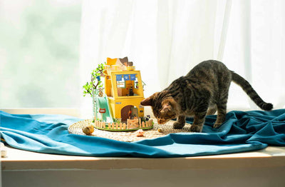 Puzzle 3D Robotime casita miniatura – DIY Cat House-DG149